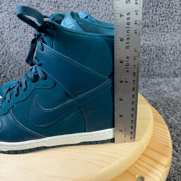 Nike Dunk Sky Hi Essential Wedge Sneaker Women Sz 11 Dark Sea Blue Leather Suede - Picture 5 of 9
